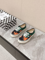 VALENTINO 25S GARAVANI X VANS SNEAKERS IN GREEN MIX BLACK CANVAS