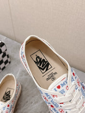 VALENTINO 25S GARAVANI X VANS SNEAKERS IN WHITE MIX BLUE CANVAS