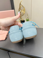 MIUMIU 26S SNEAKERS IN LIGHT BLUE SUEDE