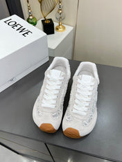 LOEWE 26S RUNNER 2.0 SNEAKERS IN WHITE SUEDE AND ANAGRAM JACQUARD