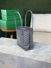 ANJOU MINI BAG 20 IN GREY GOYARDINE CANVAS AND CALFSKIN