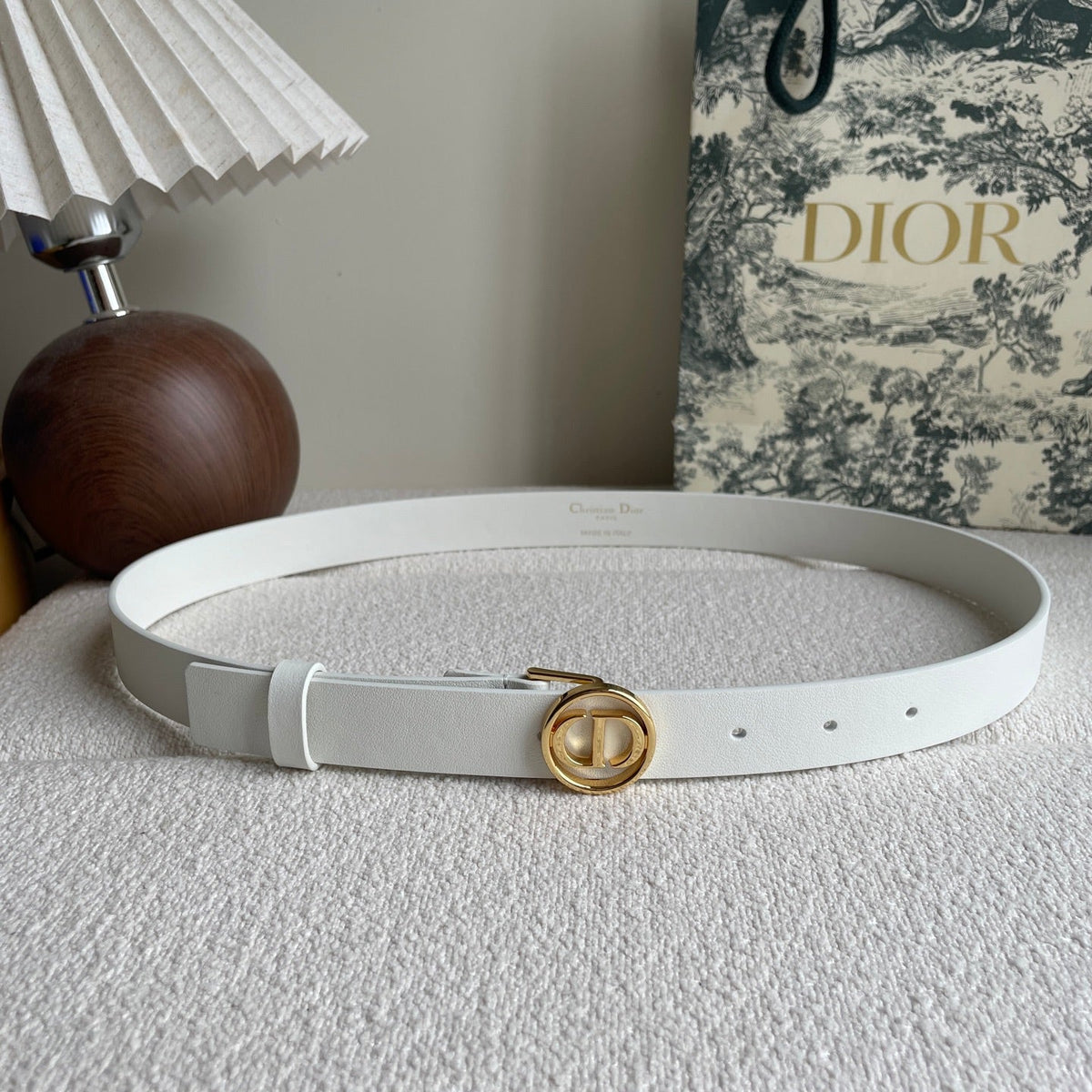 DIOR 25S BELT 25 MM IN WHITE CALFSKIN 572160