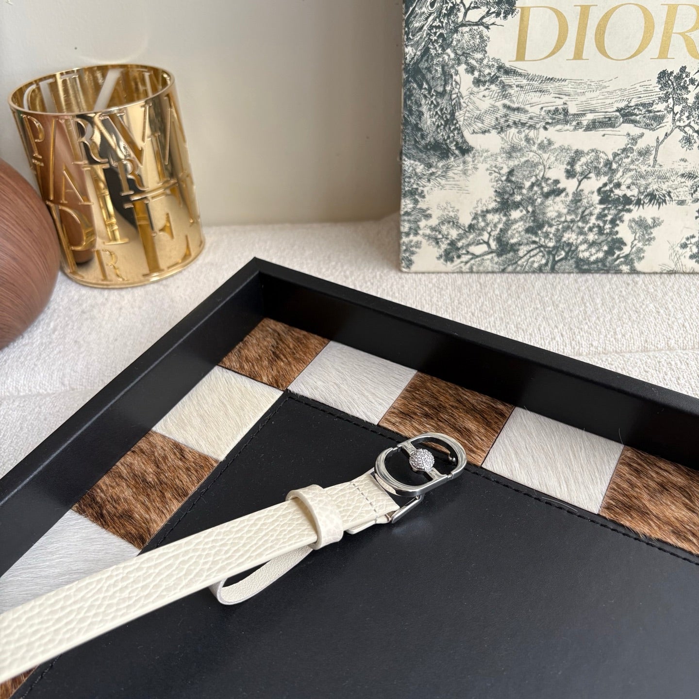 DIOR 26S BELT 20 MM IN CREAM WHITE CALFSKIN 656806