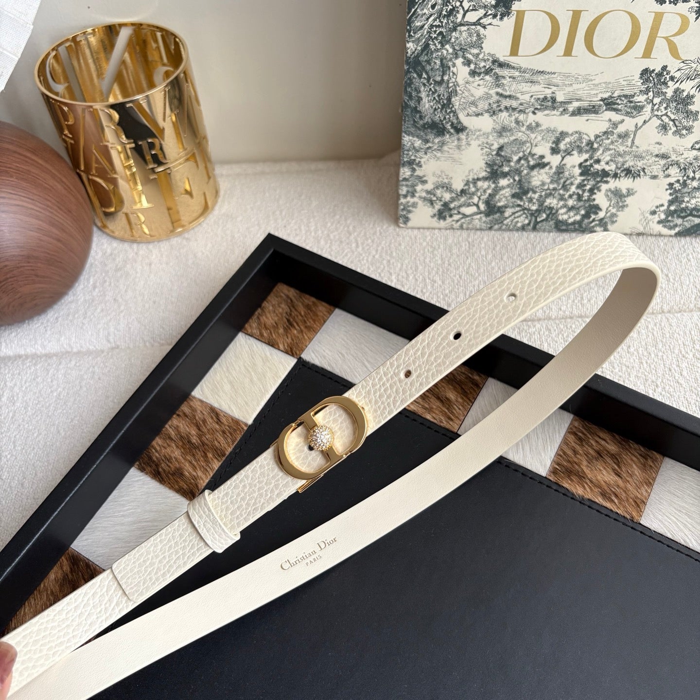 DIOR 26S BELT 20 MM IN CREAM WHITE CALFSKIN 656807