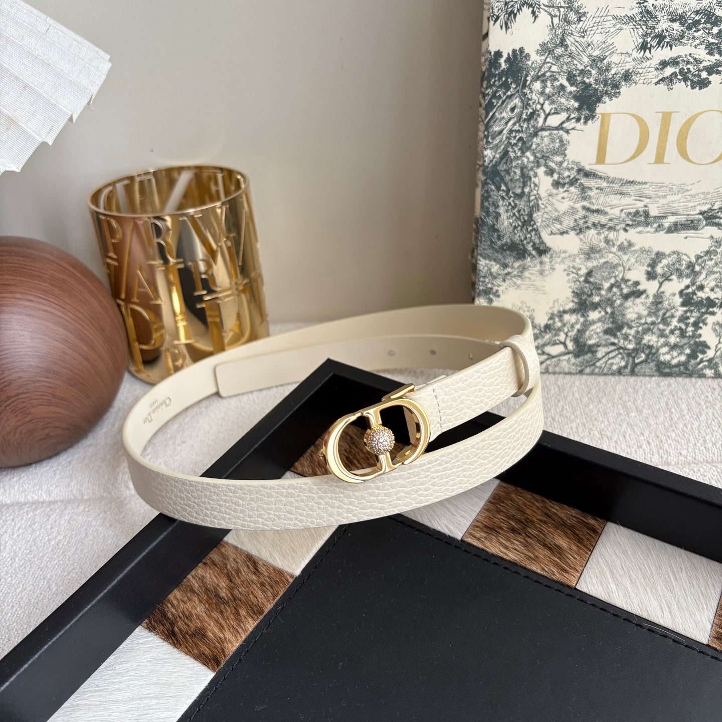 DIOR 26S BELT 20 MM IN CREAM WHITE CALFSKIN 656807