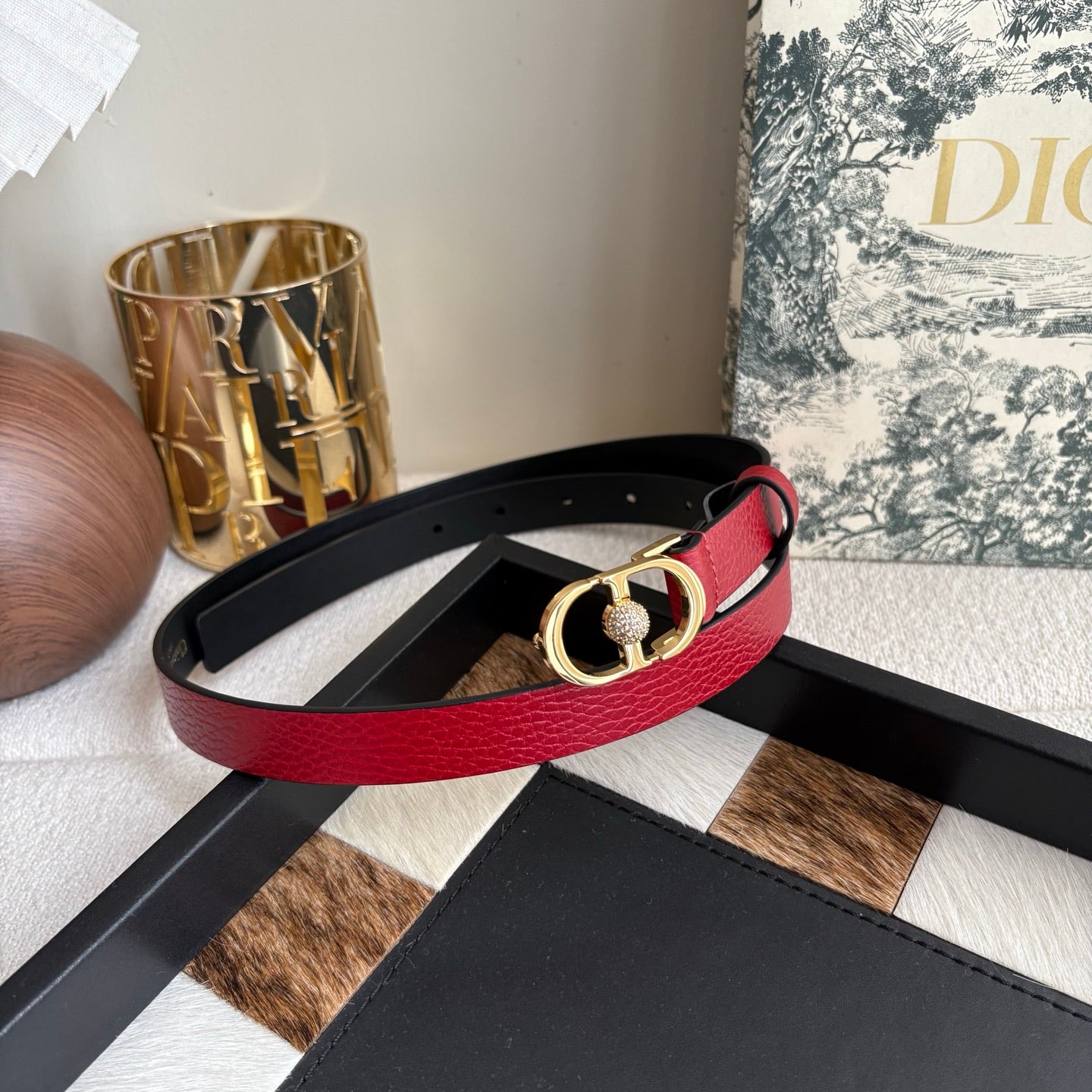 DIOR 26S BELT 20 MM IN DARK RED CALFSKIN 656809