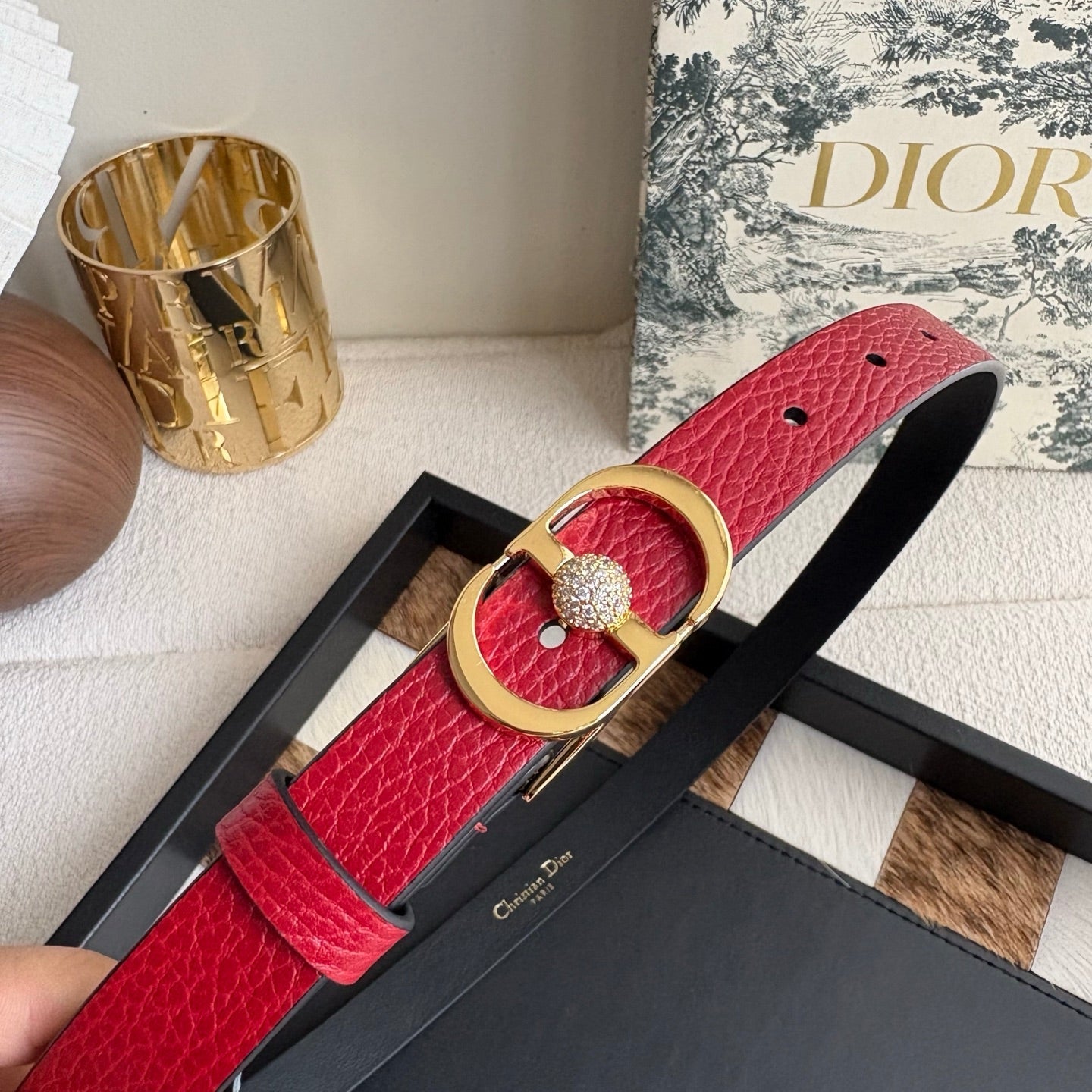 DIOR 26S BELT 20 MM IN DARK RED CALFSKIN 656809