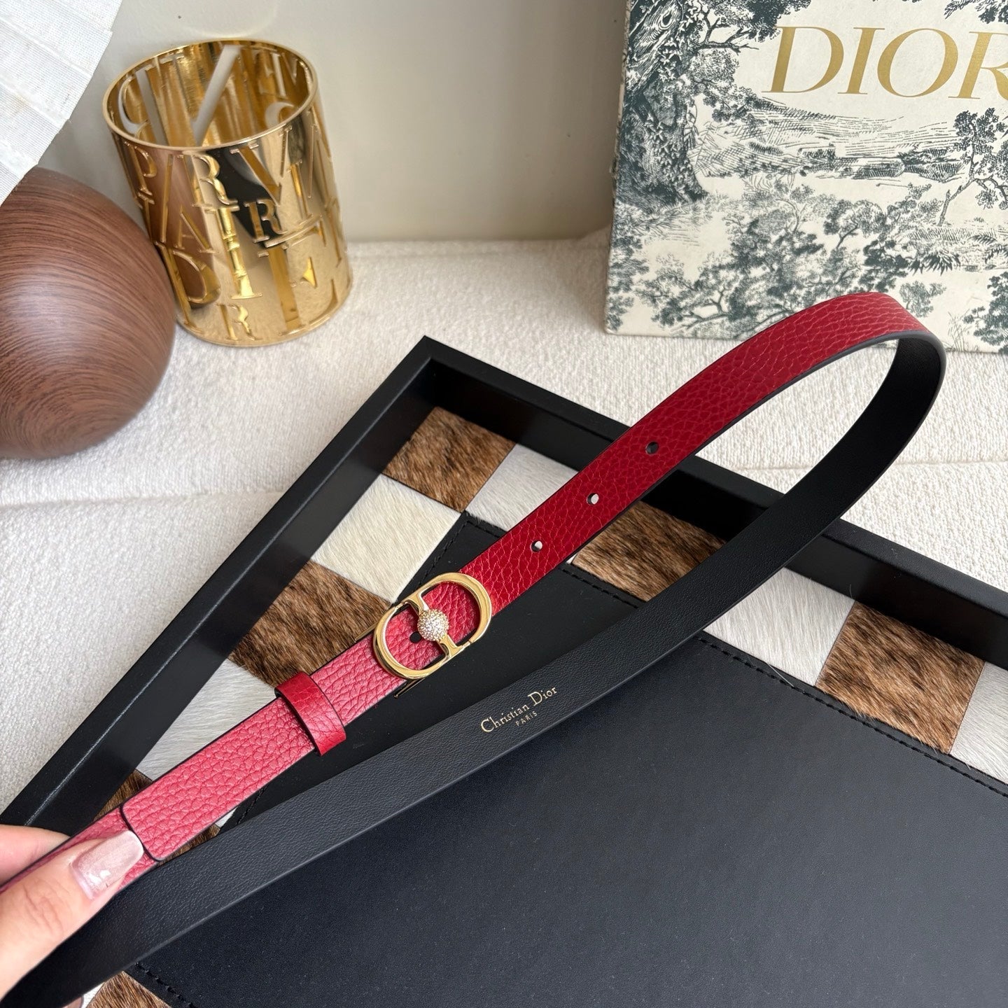 DIOR 26S BELT 20 MM IN DARK RED CALFSKIN 656809
