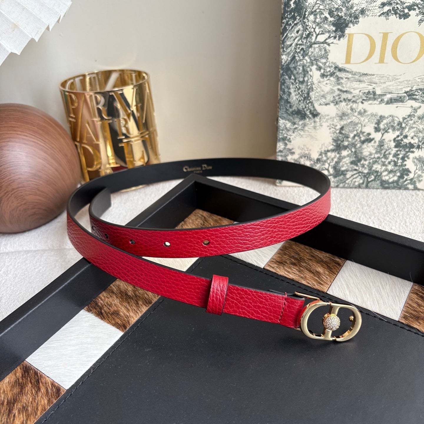 DIOR 26S BELT 20 MM IN DARK RED CALFSKIN 656809