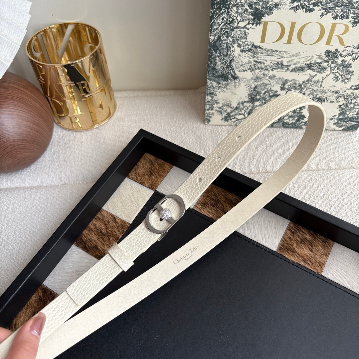 DIOR 26S BELT 20 MM IN CREAM WHITE CALFSKIN 656806