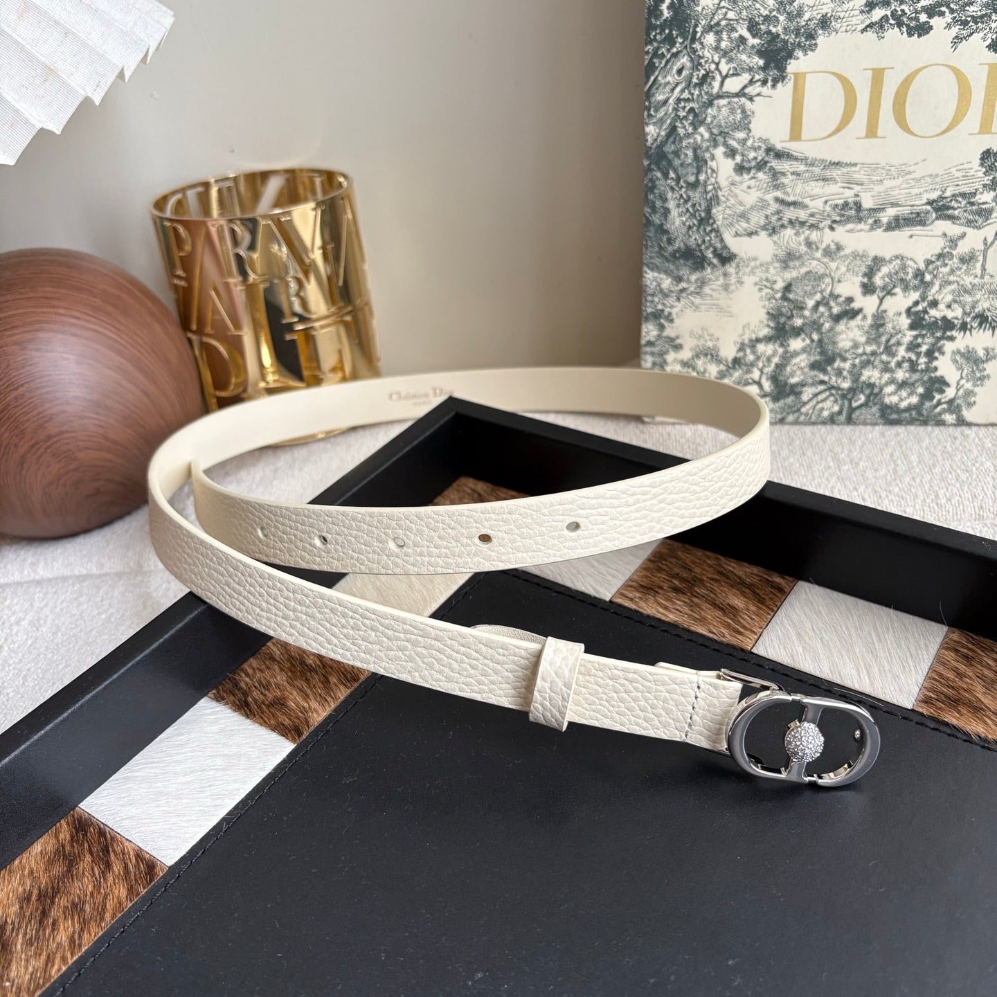 DIOR 26S BELT 20 MM IN CREAM WHITE CALFSKIN 656806