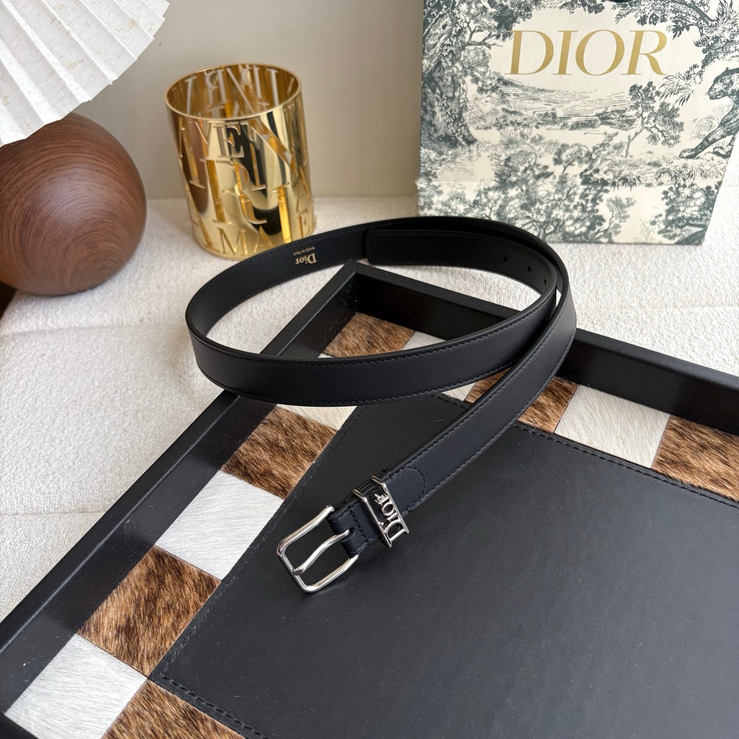 DIOR 26S BELT 25 MM IN BLACK CALFSKIN 650661