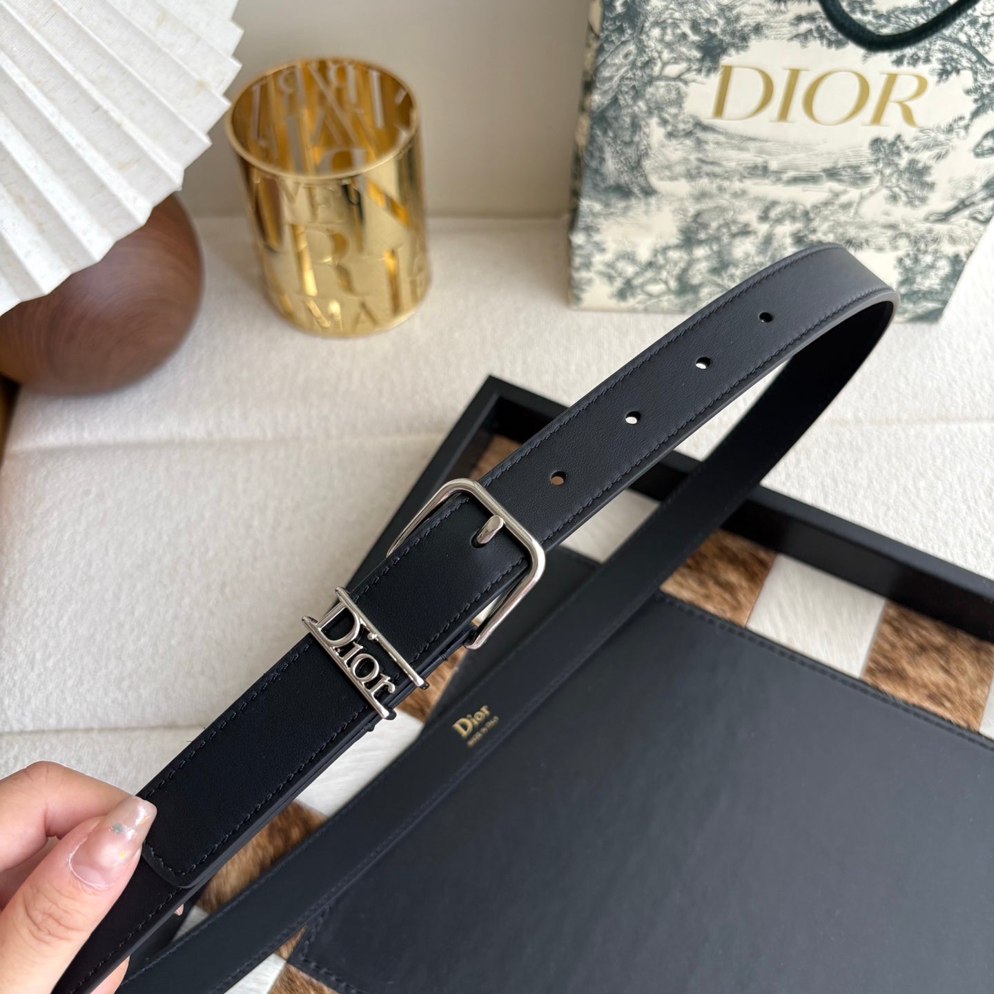 DIOR 26S BELT 25 MM IN BLACK CALFSKIN 650661