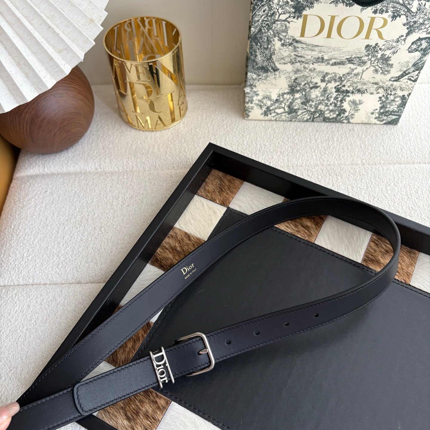 DIOR 26S BELT 25 MM IN BLACK CALFSKIN 650661