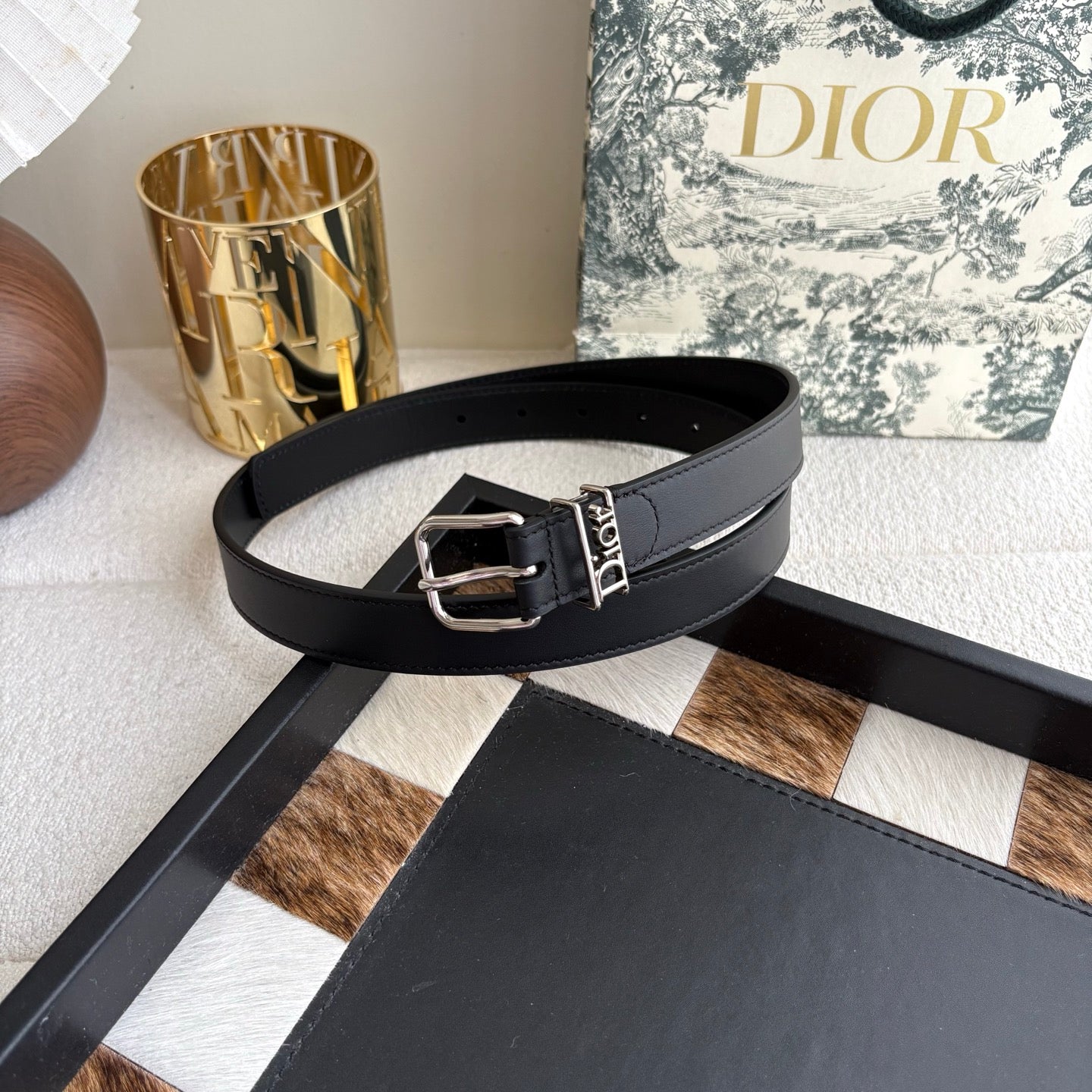 DIOR 26S BELT 25 MM IN BLACK CALFSKIN 650661