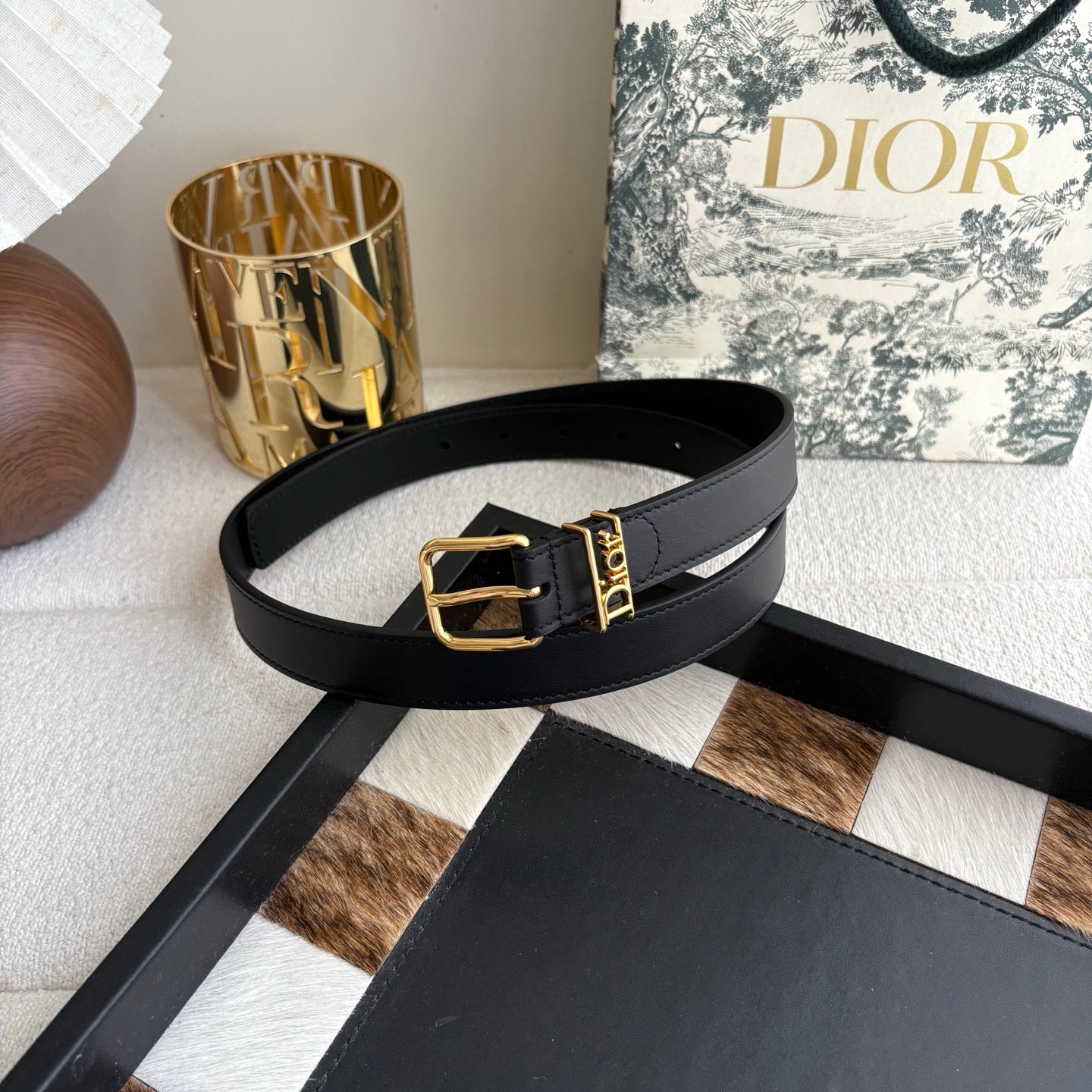 DIOR 26S BELT 25 MM IN BLACK CALFSKIN 650662