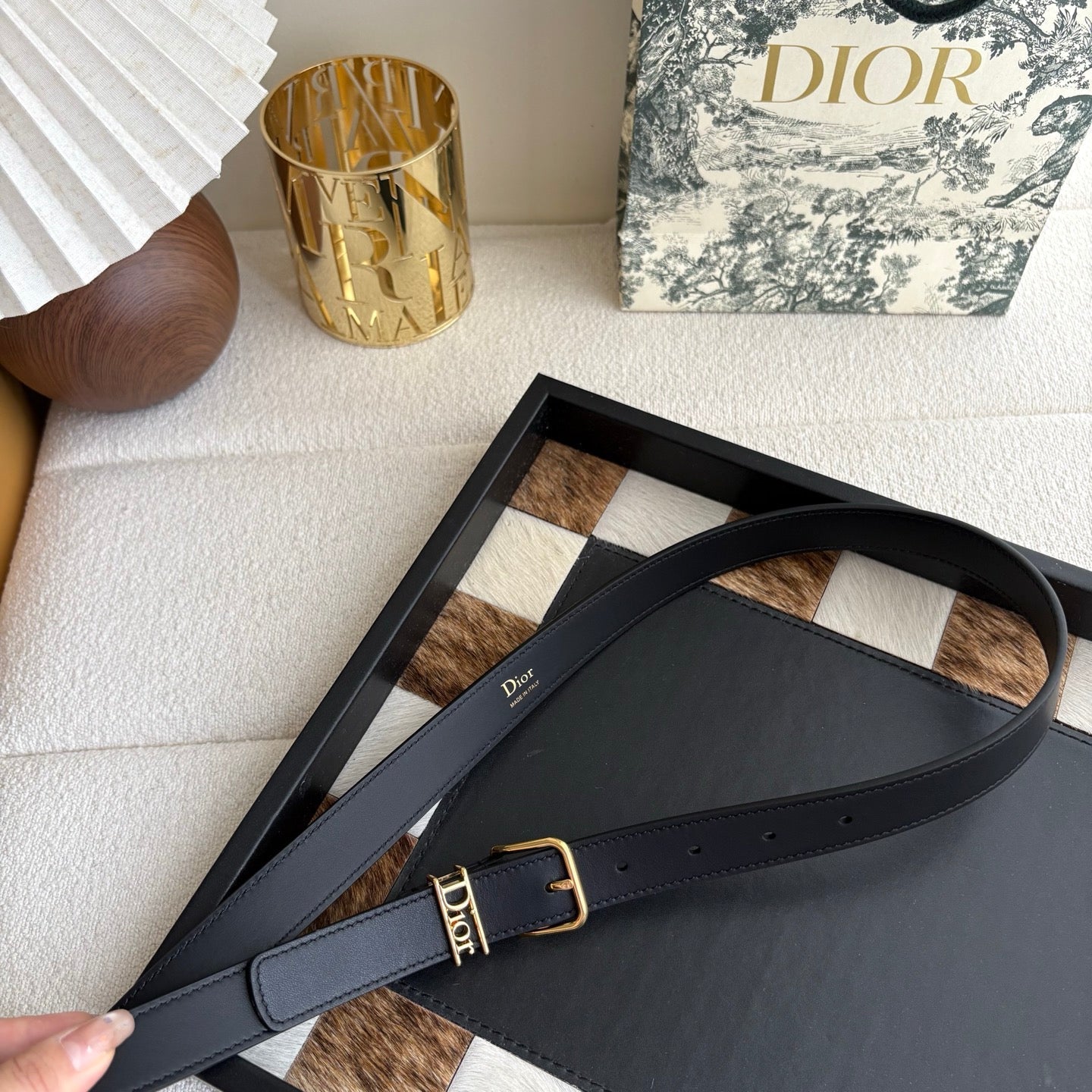 DIOR 26S BELT 25 MM IN BLACK CALFSKIN 650662
