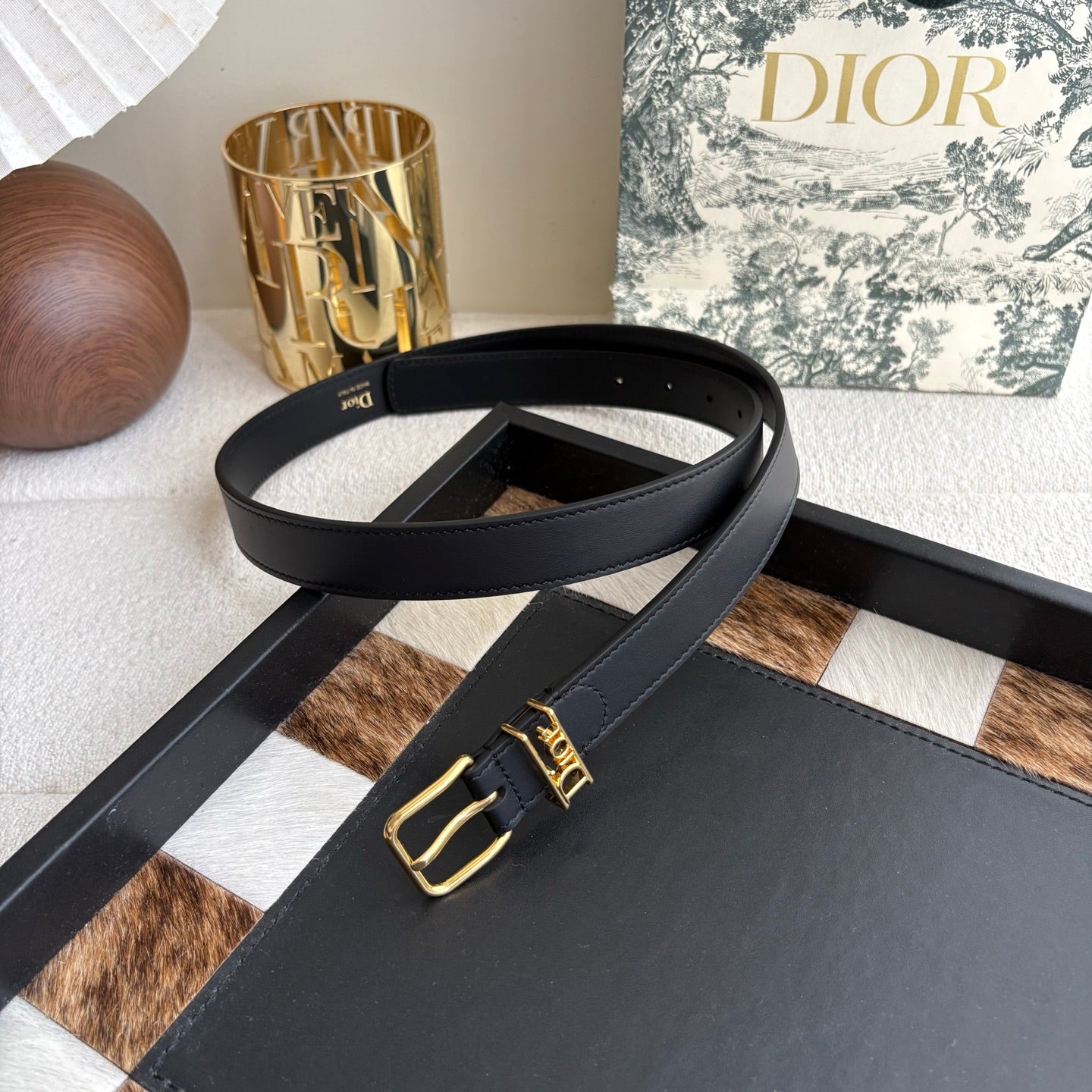 DIOR 26S BELT 25 MM IN BLACK CALFSKIN 650662