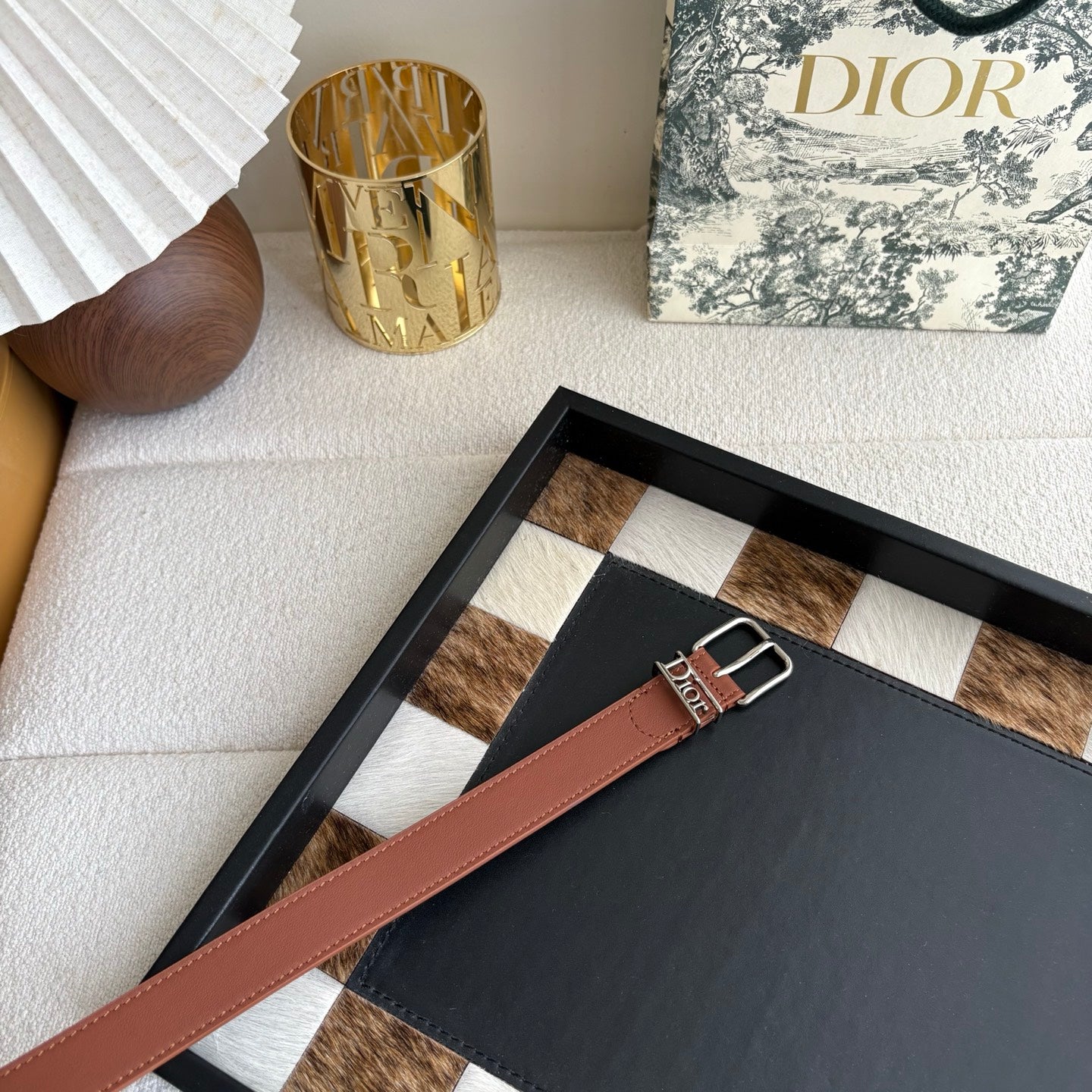 DIOR 26S BELT 25 MM IN BROWN CALFSKIN 650663