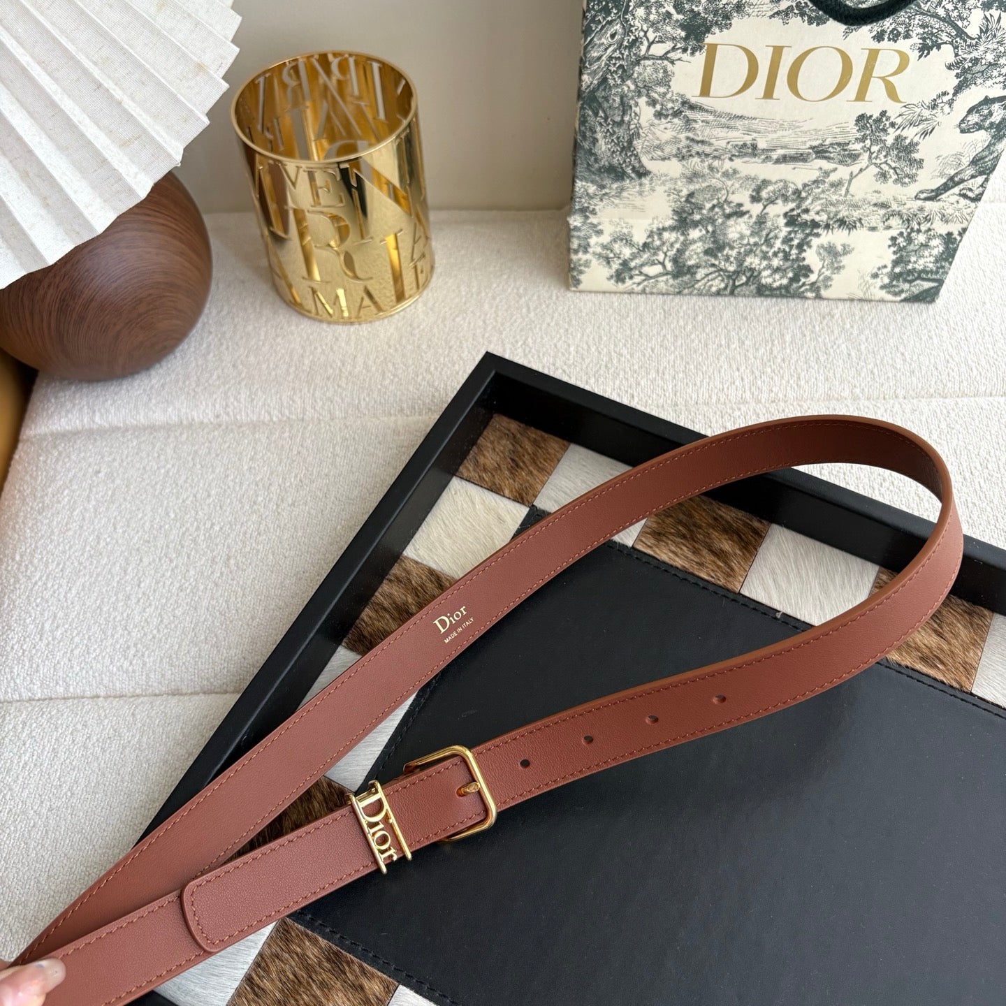 DIOR 26S BELT 25 MM IN BROWN CALFSKIN 650664