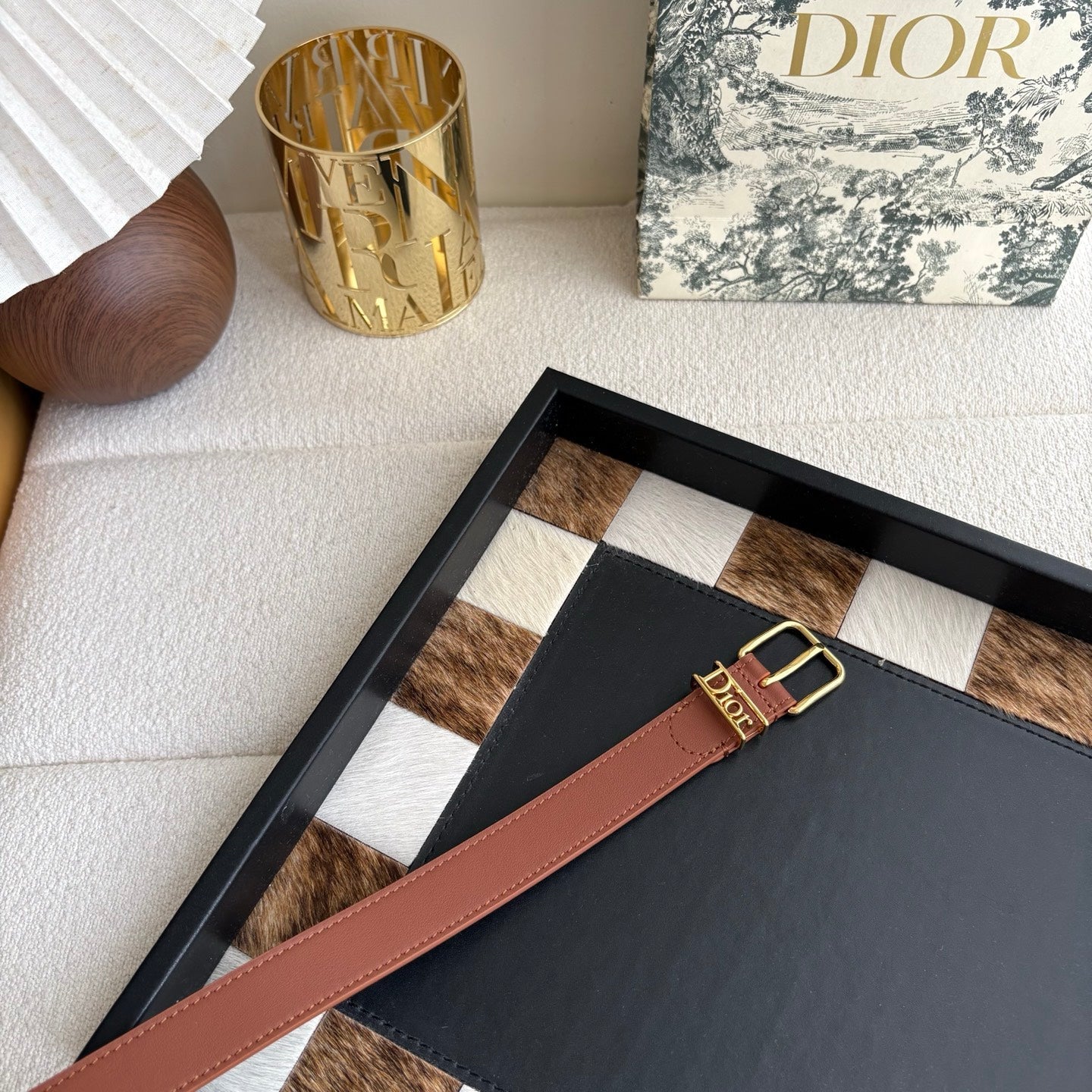 DIOR 26S BELT 25 MM IN BROWN CALFSKIN 650664