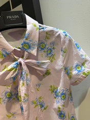 PRADA 26S SHORT-SLEEVE BOW-TIE SHIRT STYLE 988