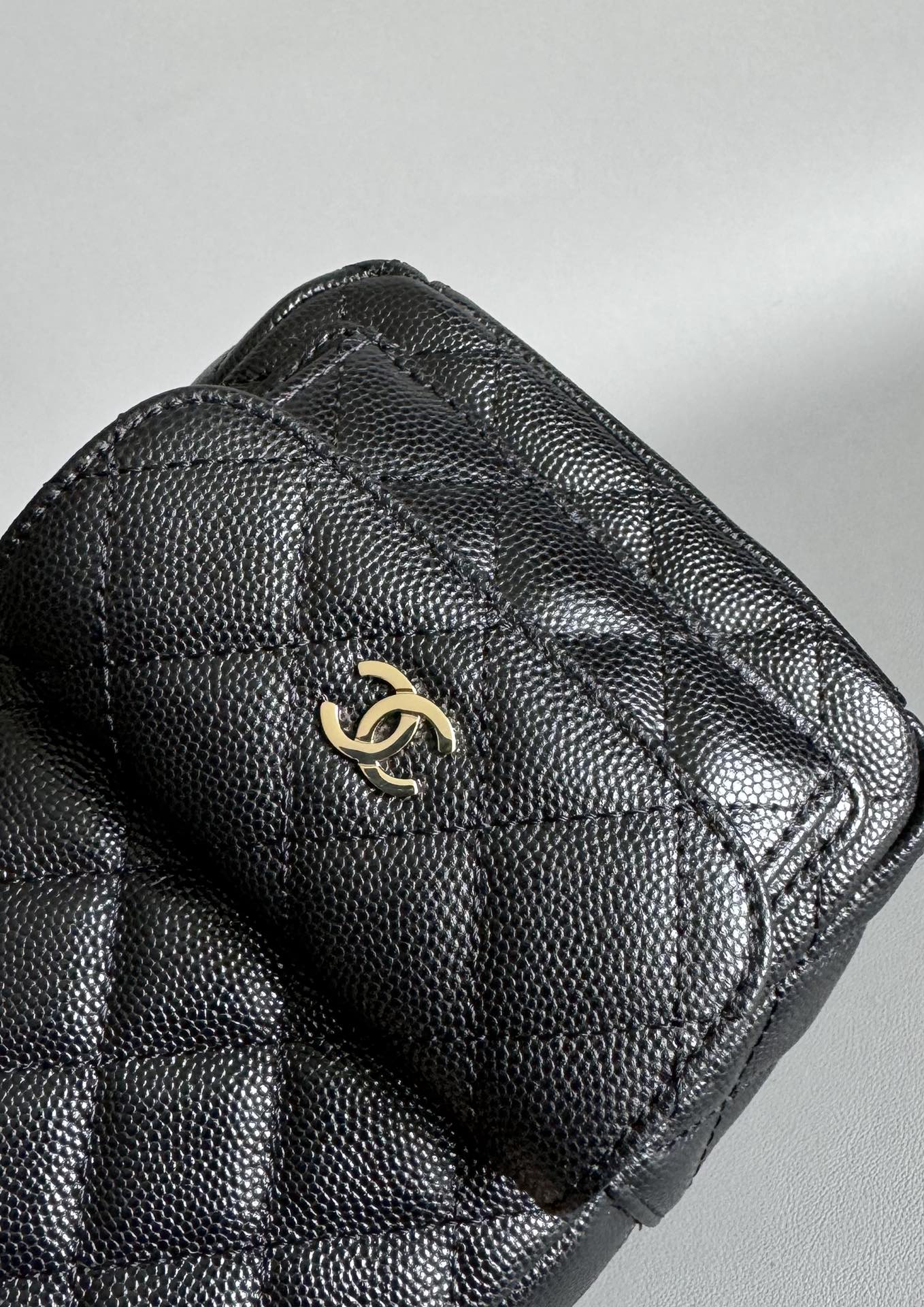 CC MINI 18 BACKPACK BLACK CAVIAR LIGHT GOLD HARDWARE