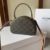 HALF MOON CASE 18 IN BLACK TRIOMPHE CANVAS AND BRONZE BROWN CALFSKIN