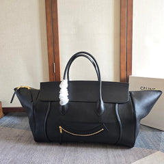 CELINE 25S MEDIUM SMILING NEW LUGGAGE 44MM IN BLACK SUPPLE SHINY LAMBSKIN