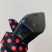 BALMAIN 25S BAKARI MULE WITH RED POLKA DOTS ON BLACK STRAP 95MM IN BLACK CALFSKIN