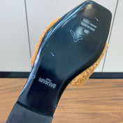 BALMAIN 26S SANDALS IN CAMEL BROWN WOOL AND CALFSKIN