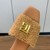 BALMAIN 26S SANDALS IN CAMEL BROWN WOOL AND CALFSKIN