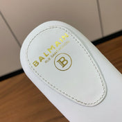 BALMAIN 26S SANDALS IN WHITE WOOL AND CALFSKIN