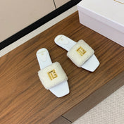 BALMAIN 26S SANDALS IN WHITE WOOL AND CALFSKIN