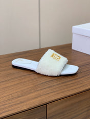BALMAIN 26S SANDALS IN WHITE WOOL AND CALFSKIN