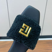 BALMAIN 26S SANDALS IN BLACK WOOL AND CALFSKIN