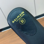 BALMAIN 26S SANDALS IN BLACK WOOL AND CALFSKIN