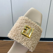 BALMAIN 26S SANDALS IN BEIGE WOOL AND CALFSKIN