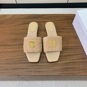 BALMAIN 26S SANDALS IN BEIGE WOOL AND CALFSKIN