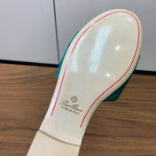 FLAT SLIPPERS IN TEAL GREEN LAMBSKIN OSTRICH SKIN