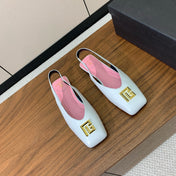 BALMAIN 25S FLAT EDEN SLINGBACKS IN WHITE CALFSKIN