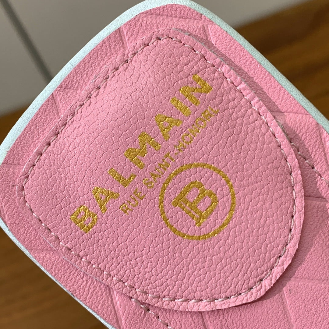 BALMAIN 25S FLAT EDEN SLINGBACKS IN WHITE CALFSKIN