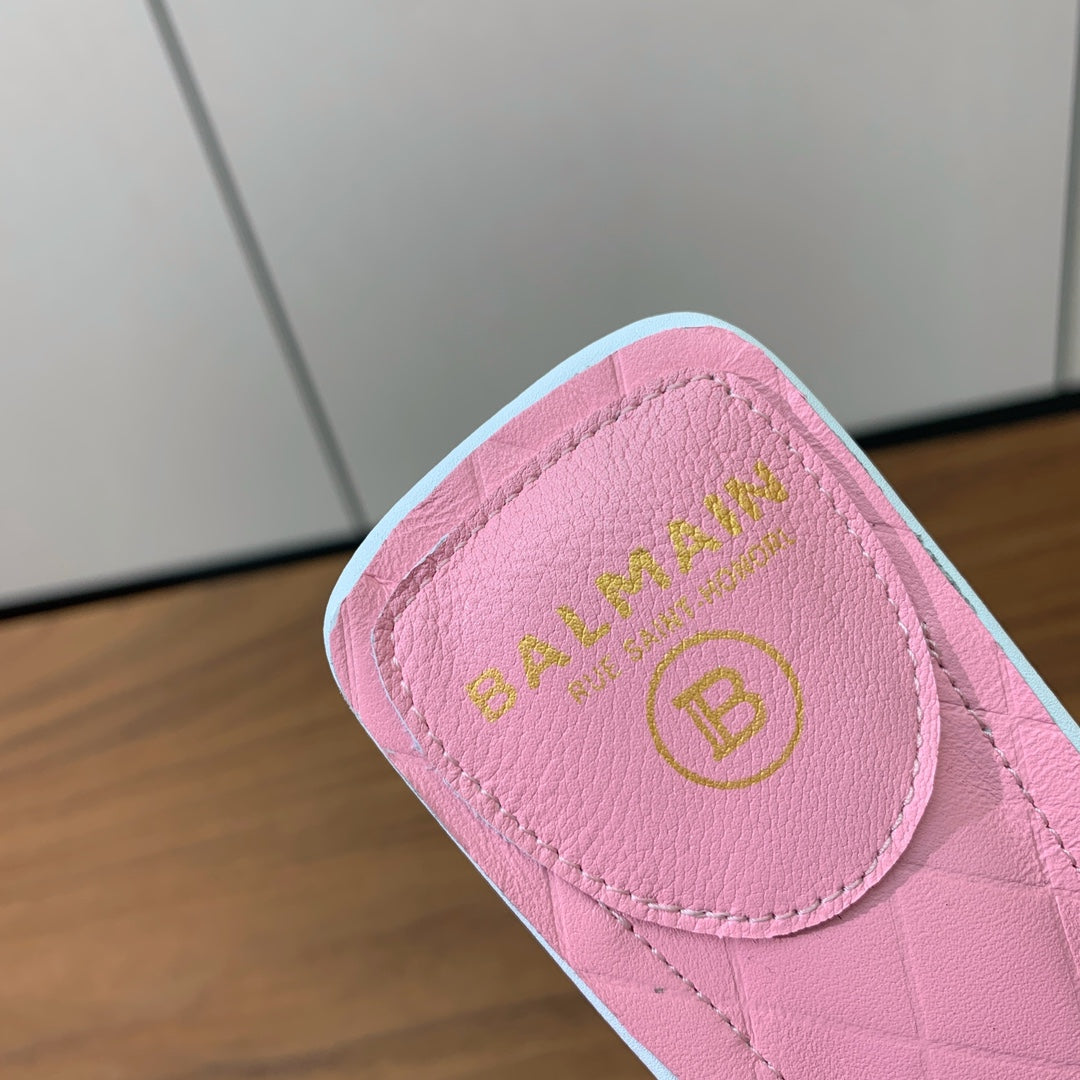 BALMAIN 25S FLAT EDEN SLINGBACKS IN BLACK AND WHITE CALFSKIN