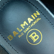 BALMAIN 25S SQUARE STRAP HIGH HEELS 100MM IN SILVER CALFSKIN