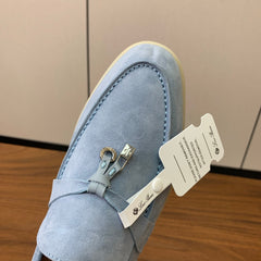 LP LOAFERS 25S IN SKY BLUE CASHMERE WITH SILVER HARDWARE