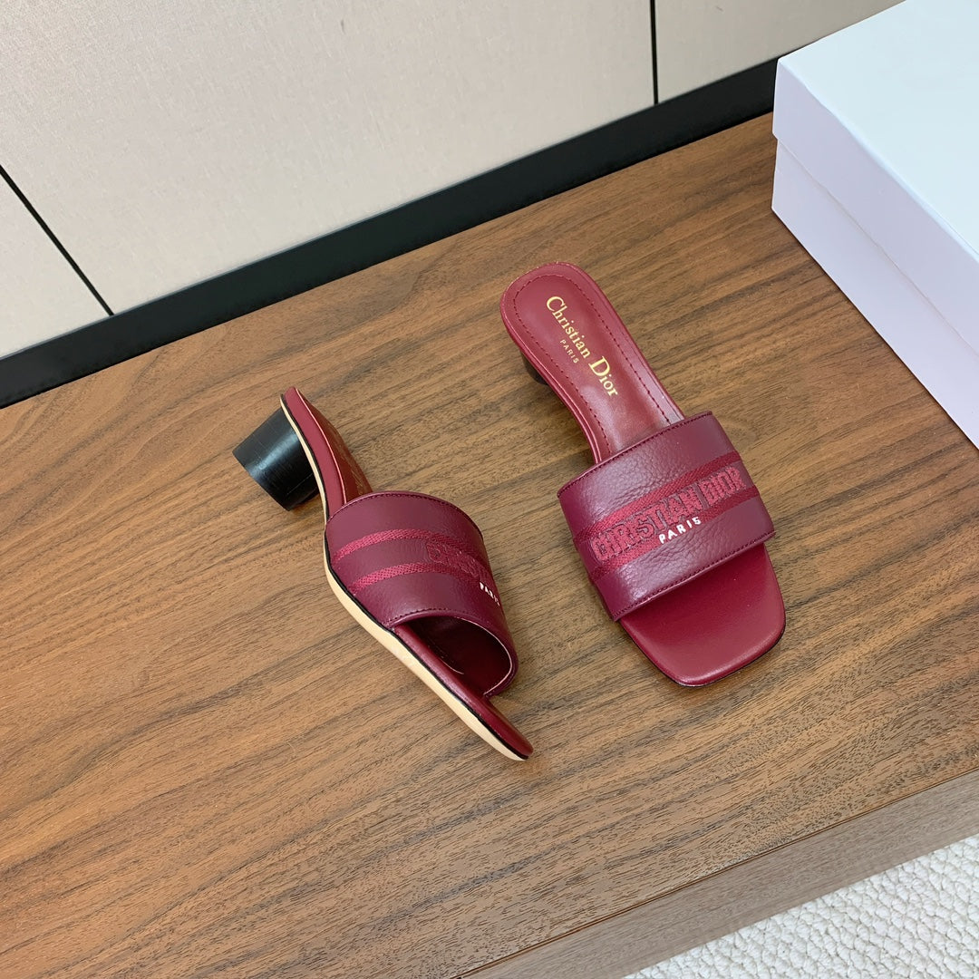 DIOR 25S HIGH-HEEL SANDALS 40 MM IN DARK RED CALFSKIN