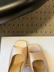 CD TRIBALES PUMPS IN BEIGE SATIN AND CALFSKIN
