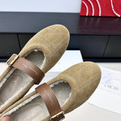 DIOR 26S FROST BALLET FLAT IN LIGHT BROWN CANNAGE SUEDE AND CALFSKIN