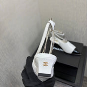 LV 26S SLINGBACK HIGH HEELS 40 MM IN WHITE AND BLACK CALFSKIN