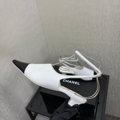 LV 26S SLINGBACK HIGH HEELS 40 MM IN WHITE AND BLACK CALFSKIN